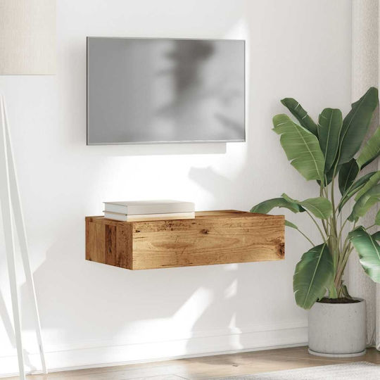 Vidaxl Ντουλάπι Τηλεόρασης Φώτα Led Παλιό Ξύλο 60x35x15,5 Cm Καφέ