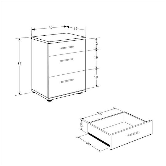 Trendline Wooden Bedside Table Καρυδί 40x39x57cm