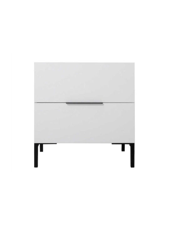 Κομοδίνο Oryana Ξύλινο Λευκό 55x44x59cm