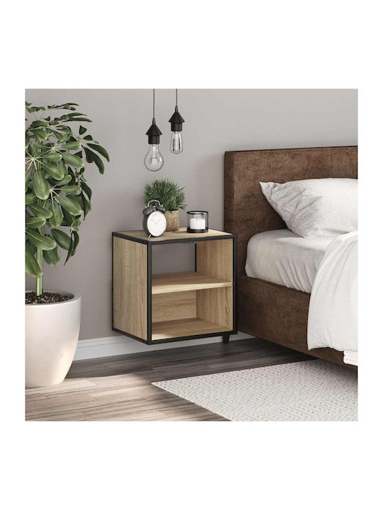 Κομοδίνο Ξύλινο με Μεταλλικά Πόδια Sonoma Δρυς 40x31x39.5cm