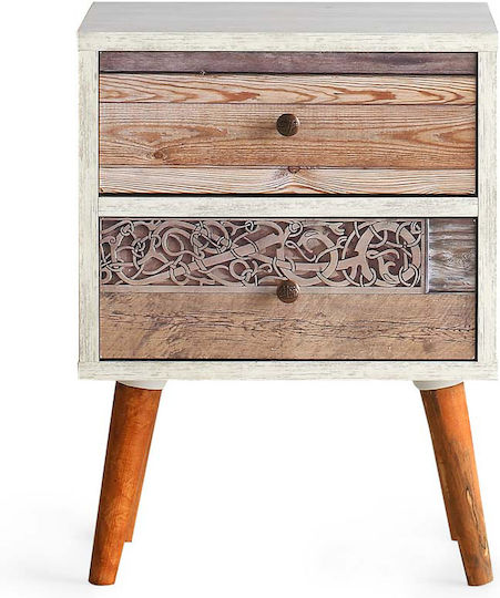 Κομοδίνο Malmo Ξύλινο Λευκό 55x40x55cm