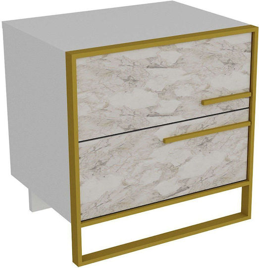 Polka Wooden White Bedside Table 51.8x50x51.8cm Polka Wooden White Bedside Table 51.8x50x51.8cm
