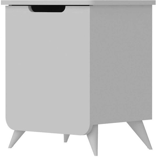 Esla Wooden White Bedside Table 60x49x60cm Esla Wooden White Bedside Table 60x49x60cm