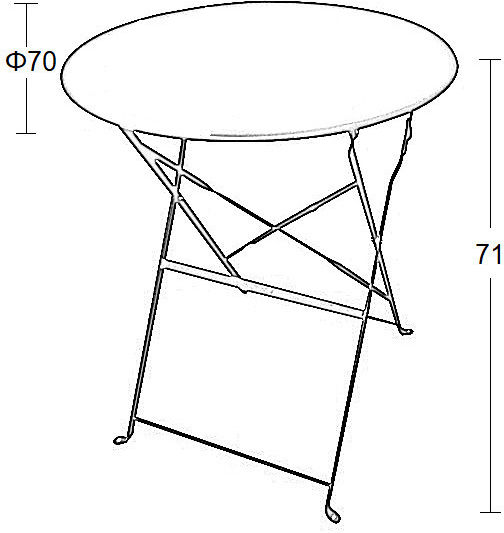 Table Cafe Alma Foldable 70x70x71cm Black Table Cafe Alma Foldable 70x70x71cm Black
