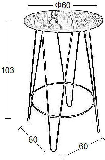 Lara Outdoor Bar Free Standing Metal Table Black 60x60x103cm