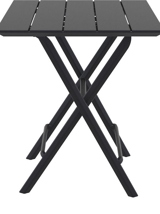 Helen Outdoor Dinner Foldable Table with Polypropylene Surface and Metal Frame Black 60x60x74cm