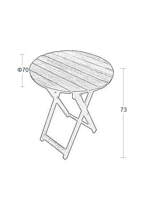 Outdoor Dinner Foldable Wood Table Walnut 65x65x74cm