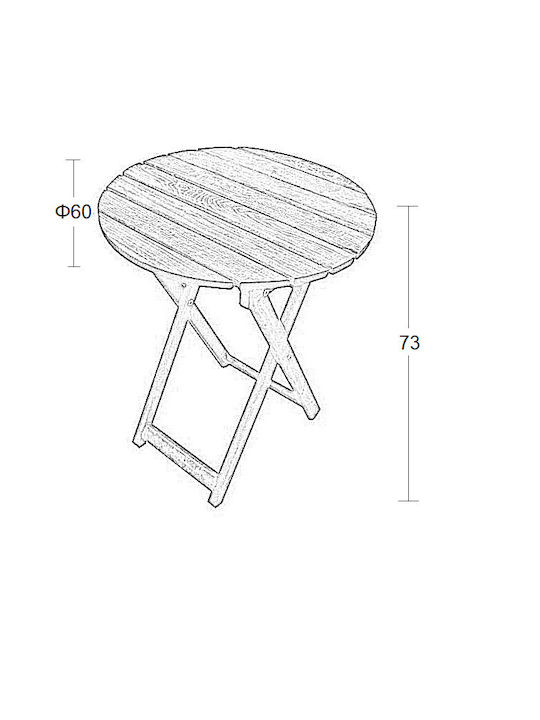 Outdoor Dinner Foldable Wood Table Walnut 60x60x73cm
