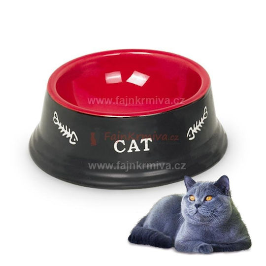 Nobby Cat Ceramică Bol Mâncare & Apă pentru Câine & Pisică 140ml 14cm în Culoare Roșu