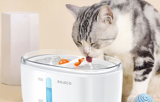 Rojeco RYSJ-13 Automatic Plastic Waterer / Fountain for Dog & Cat with Base 2x 2.5lt 12.8cm in White Color