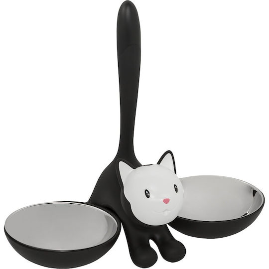 Cat Food Container 2 Positions Tigrito Ammi09 B 32x16x28cm Silver-black Alessi
