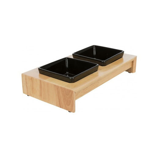 Trixie Ceramic Plate Food & Water for Dog & Cat with Base 2x 400ml 13cm in Black Color