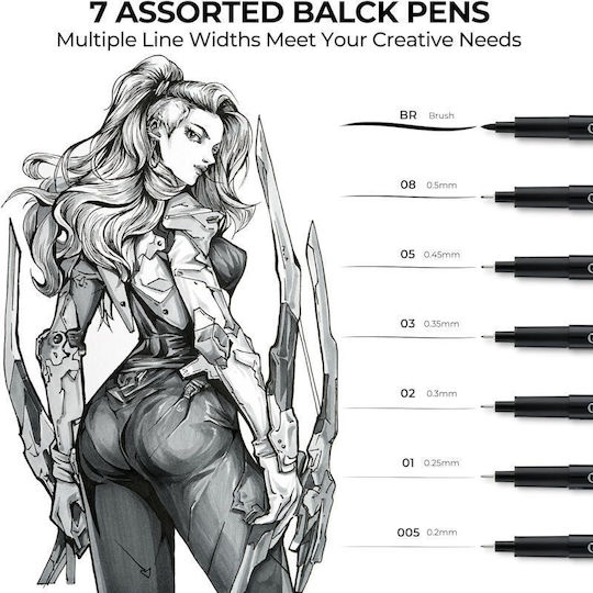 Ohuhu Hana Highway Fineliner Μαρκαδόροι Ζωγραφικής 0.2mm Λεπτοί, Neon Σετ 18 χρώματα