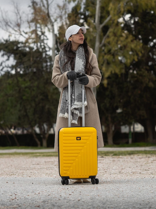 CAT Rockford Cabin Hard Yellow Suitcase with 4 Wheels Height 55cm