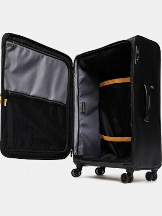 Mandarina Duck Eco Coated Large Fabric Suitcase Black with 4 Wheels Height 78cm