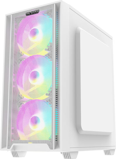 ProGaming ARROW Gaming Mini Tower Κουτί Υπολογιστή με Πλαϊνό Παράθυρο και RGB Φωτισμό Λευκό
