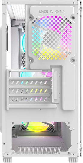 ProGaming ARROW Gaming Mini Tower Κουτί Υπολογιστή με Πλαϊνό Παράθυρο και RGB Φωτισμό Λευκό