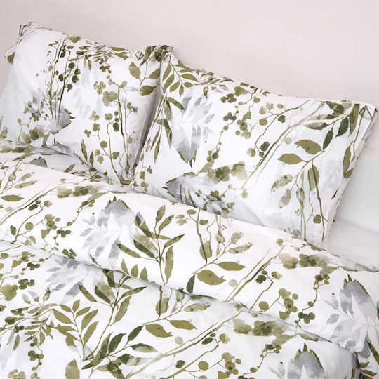 Viopros Bettdecken-Set Einzelbett 160x240cm Olive Weiß 2Stück
