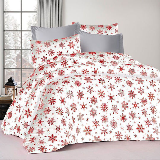 Dimcol Единичен 160x240бр Snowflake 462 White-Red