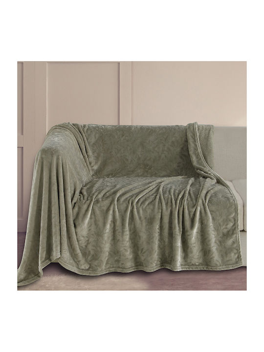 Melinen Aria Three-Seater Sofa Throw Jacquard 170x300cm Olive/Grey