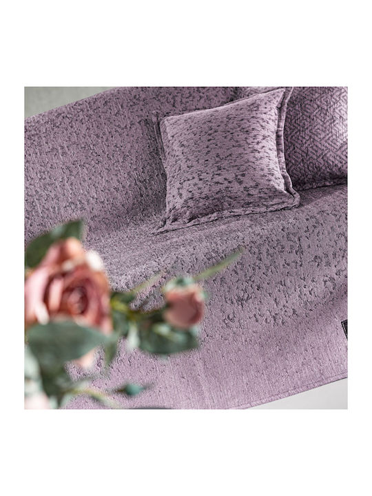 Guy Laroche Matis Sofa Throws 2 Seater 2 Sides Chenille 180x250cm Purple