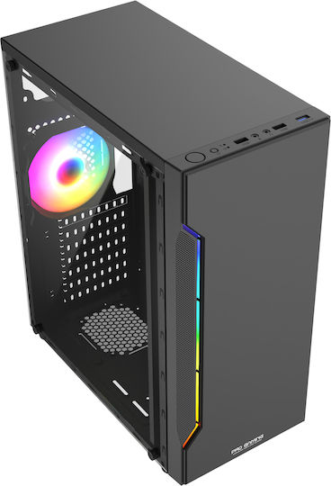 ProGaming Cyber Gaming Midi Tower Computer Case with Side Window and ARGB Lighting Black