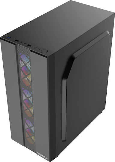 ProGaming JAX Gaming Midi Tower Computer Case with Side Window and ARGB Lighting Black