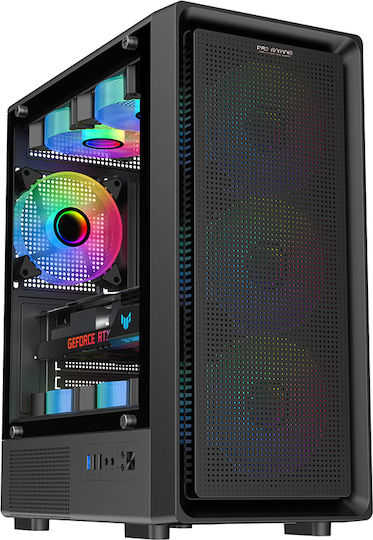 ProGaming VISION Gaming Middle Tower Carcasă Calculator cu Fereastră Laterală și Iluminare RGB Negru