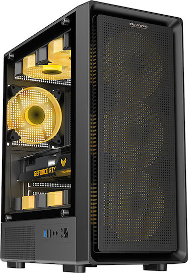ProGaming VISION Gaming Middle Tower Carcasă Calculator cu Fereastră Laterală și Iluminare RGB Negru