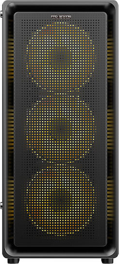 ProGaming VISION Gaming Middle Tower Carcasă Calculator cu Fereastră Laterală și Iluminare RGB Negru