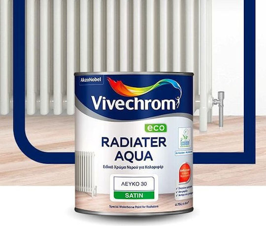 Vivechrom Χρώμα Καλοριφέρ Νερού Radiater Aqua 0.75lt Λευκό Σατινέ