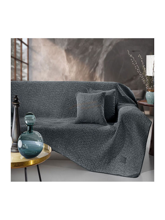 Guy Laroche Lama Decken & Couchdecken Zweisitzer-Sofa Überwurf Jacquard 170x250cm Anthrazit