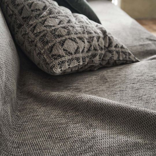 Gofis Home Indira Sofa Throw 2 Seater Chenille 258x250cm Ash Beige-Black 258/13