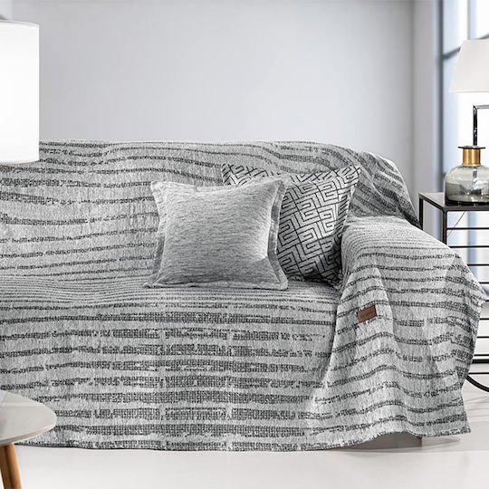 Guy Laroche Sydney Покривка За Триместен Диван Шенил 180x300см Сребрист