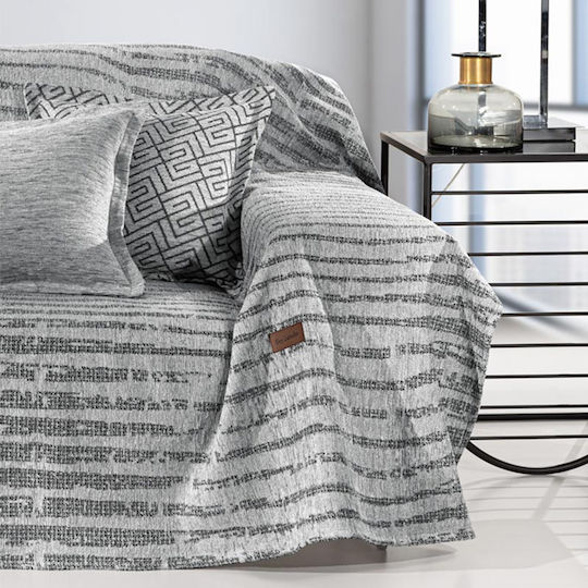 Guy Laroche Sydney Покривка За Триместен Диван Шенил 180x300см Сребрист