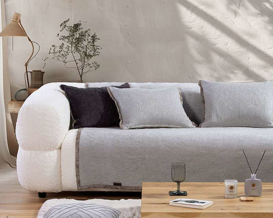Nef-Nef Homeware New Tanger Ριχτάρι Τριθέσιου Καναπέ Δύο 'Οψεων Chenille 180x300εκ. L.grey/ecru