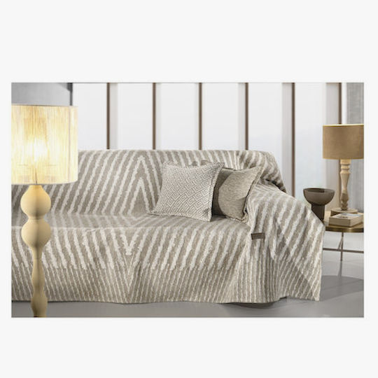 Guy Laroche Norton Armchair Throw 2 Sides Chenille 150x180cm Natural