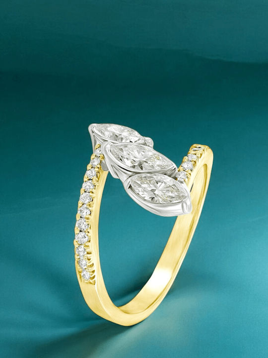 Xryseio Ring with Zircon made of White gold 14K