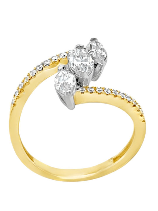 Xryseio Ring with Zircon made of White gold 14K