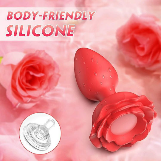 SMD The Rose Glow mit Vibration mit Steuerung über Remote & RGB LED Licht,  Red Anal Plug mit Vibration Rot
