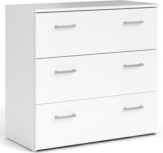 Space Wooden Chest of Drawers with 3 Drawers White 74.1x35.95x69.9cm