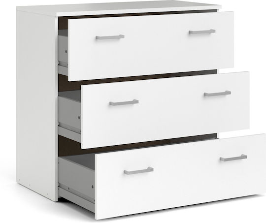 Space Wooden Chest of Drawers with 3 Drawers White 74.1x35.95x69.9cm