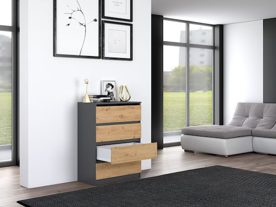 Bedroom Chest of Drawers Wooden M4 with 4 Drawers Anthracite 70x40x97cm