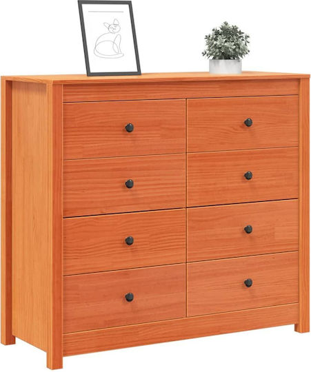 Chest of Drawers of Solid Wood Coffee 100x40x90cm