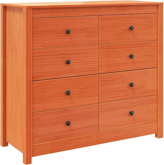 Chest of Drawers of Solid Wood Coffee 100x40x90cm