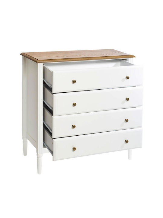 Bedroom Chest of Drawers Wooden Komoda Solen With 4 Drawers White 80x40x85.5cm