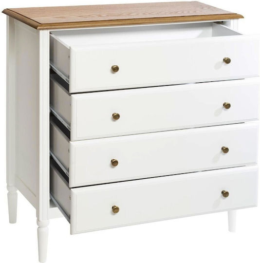 Bedroom Chest of Drawers Wooden Komoda Solen With 4 Drawers White 80x40x85.5cm