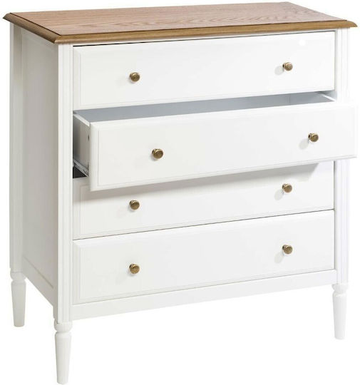 Bedroom Chest of Drawers Wooden Komoda Solen With 4 Drawers White 80x40x85.5cm