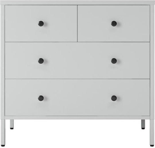 Metallic Chest of Drawers with 4 Drawers White 83x40x82cm