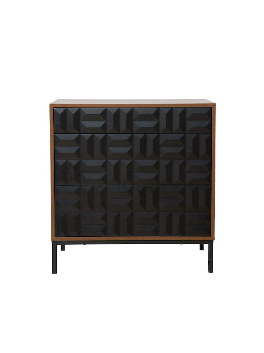 Συρταριέρα Креватокамарас Дървена Zuma Walnut Black 75.5x40x75.5бр